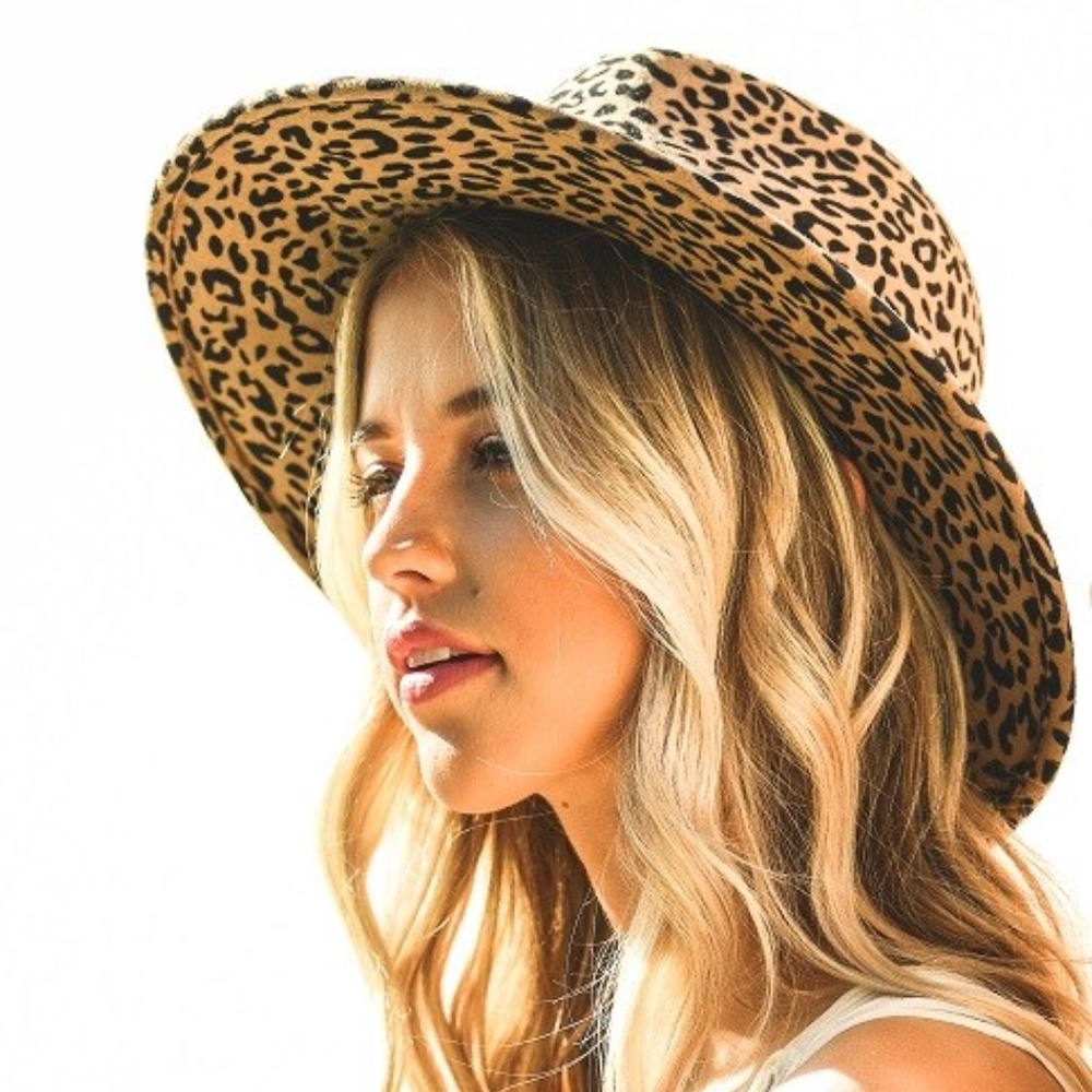 100% Wool Felt Leopard Panama Hat - Picture 5 of 8